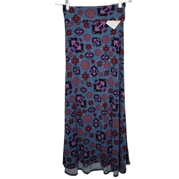 LuLaRoe Dresses & Skirts - LuLaRoe NWT Classic Maxi Length Blue Gray Skirt Multicolored Aztec Print Size XS